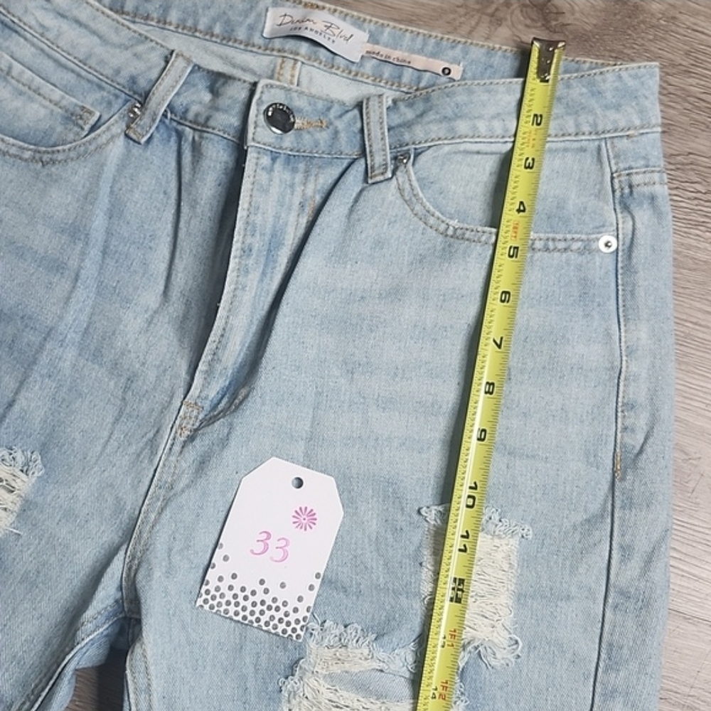 Denim Jeans Light Wash Distressed Ripped - Picture 7 of 10